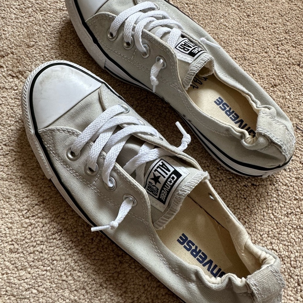 Converse All-Star Off-White Canvas Shoes in Excellent Condition Fun & Comfy! - Picture 9 of 11